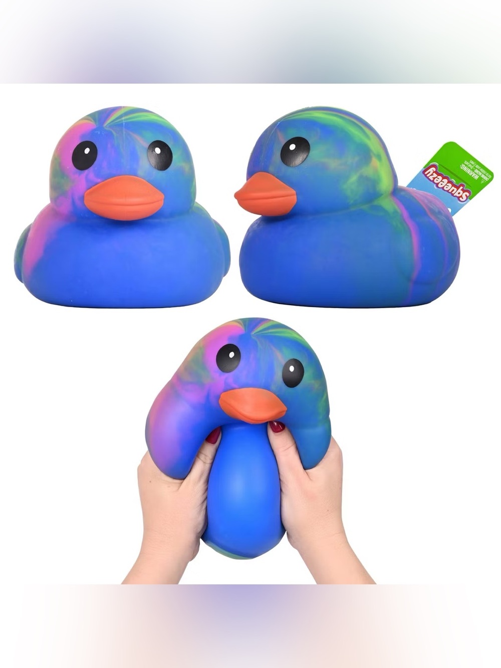 Sunny Days Blue Tie-Dye Squishy Rubber Duck Stress Sensory Toy Viral 🦆